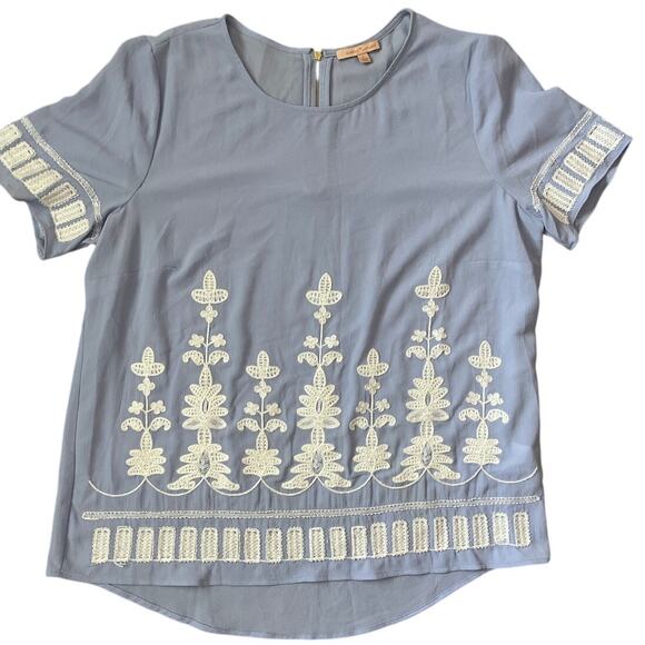 Gibson Latimier Crepe Pastel Purple Embroidered & Beaded Blouse Size‎ Large - Picture 3 of 10